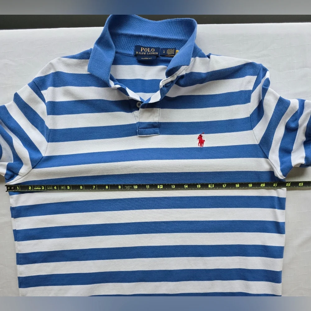 Ralph Lauren Striped Polo in Blue and White Preppy Backyard BBQ Collegiate